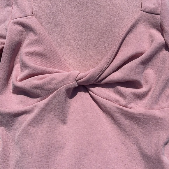 Pink Twist Front Ribbed Long Sleeve Crop Top | Size XS | Y2K Aesthetic - Picture 3 of 5